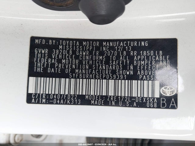 5YFBURHE6EP059391 Toyota Corolla S Plus