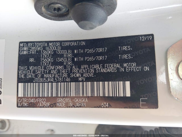 2020 TOYOTA 4RUNNER JTEBU5JR4L5781146 Photo 8