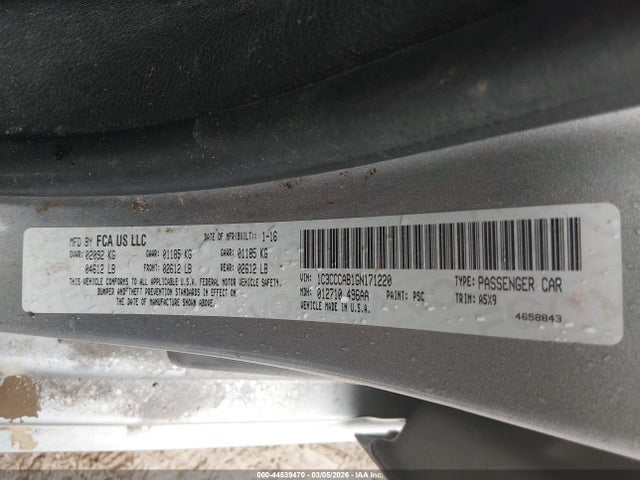 44539470 :رقم المزاد ، 1C3CCCAB1GN171220 vin ، 2016 Chrysler 200 Limited مزاد بيع