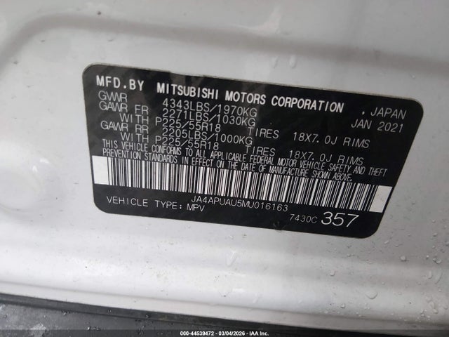 2021 MITSUBISHI OUTLANDER SPORT JA4APUAU5MU016163 Photo 8