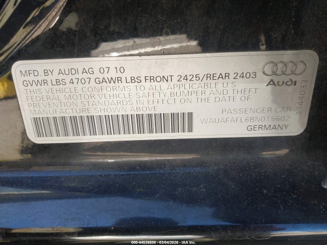 2011 AUDI A4 WAUAFAFL6BN015602 Photo 8