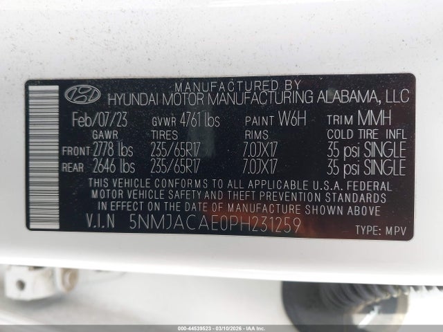 Hyundai TUCSON SE 2023 5NMJACAE0PH231259 Image 9
