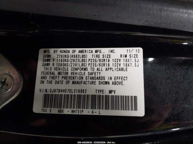 Aukcja sprzedaży 2014 Acura Rdx, vin: 5J8TB4H57EL016962, numer aukcji: 44539530