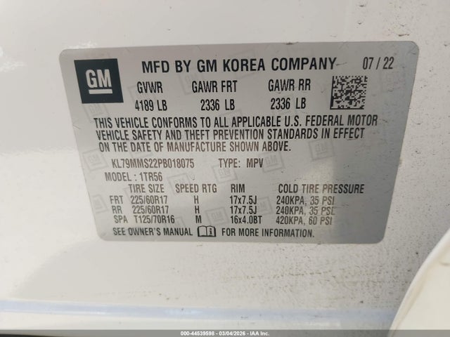 Chevrolet Trailblazer Fwd Ls 2023 KL79MMS22PB018075 Image 9