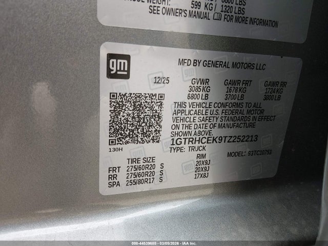 44539685 :رقم المزاد ، 1GTRHCEK9TZ252213 vin ، 2026 Gmc Sierra 1500 , Standard Bed, Elevation, Rwd مزاد بيع