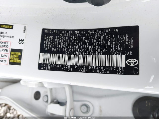 Toyota COROLLA LE 2024 5YFB4MDE4RP165658 Image 9