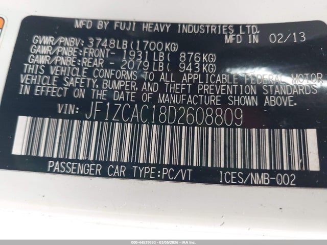 2013 SUBARU BRZ JF1ZCAC18D2608809 Photo 8