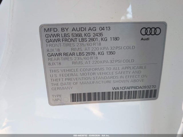 2013 AUDI Q5 WA1CFAFP8DA093270 Photo 8