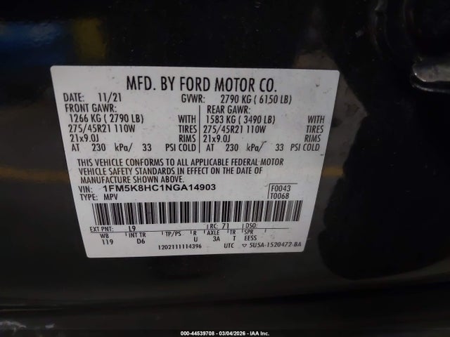 Ford Explorer Platinum 2022 1FM5K8HC1NGA14903 Image 9