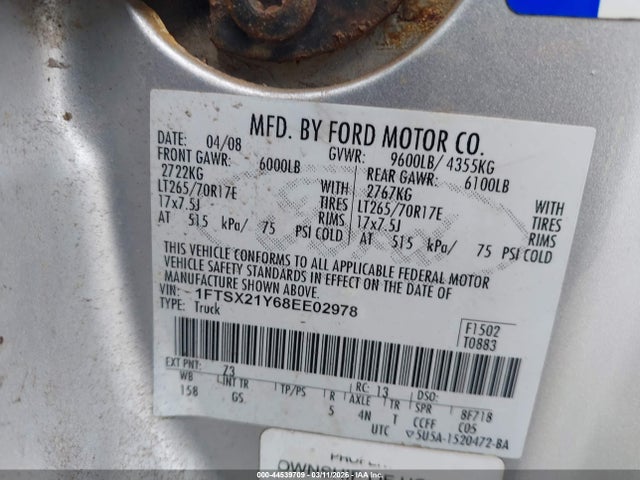 2008 FORD F-250 1FTSX21Y68EE02978 Photo 8