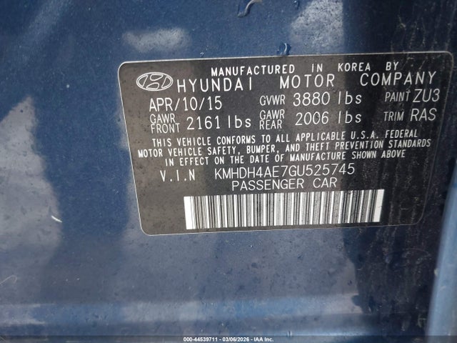 Hyundai ELANTRA SE 2016 KMHDH4AE7GU525745 Image 9