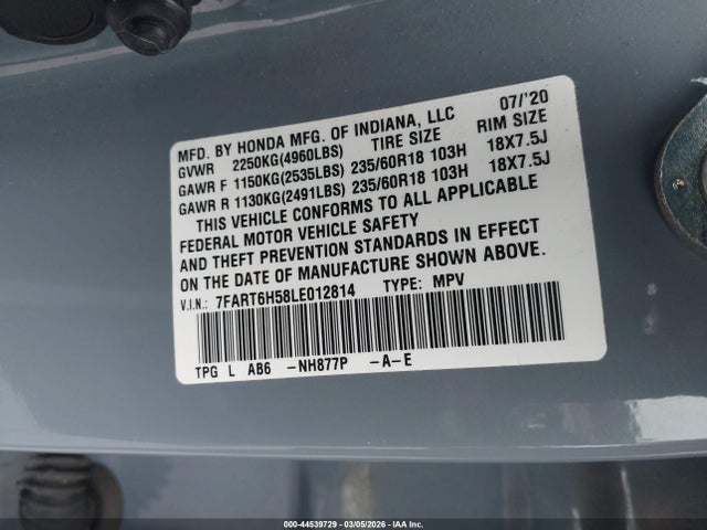 Honda Cr-v Hybrid Ex 2020 7FART6H58LE012814 Image 9