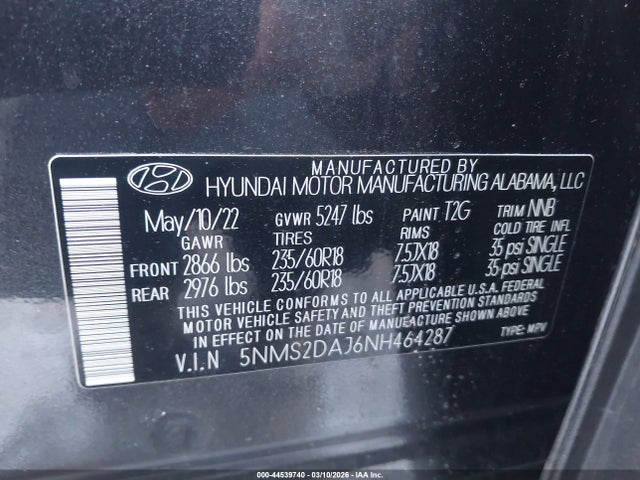 Hyundai Santa Fe Sel 2022 5NMS2DAJ6NH464287 Image 9