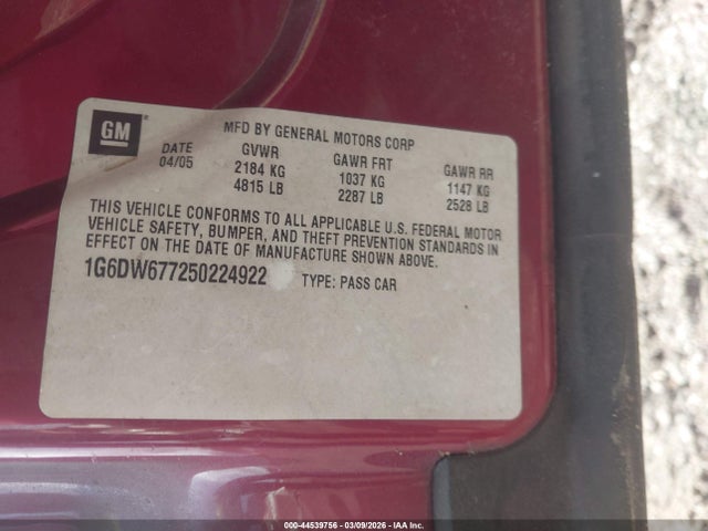 2005 CADILLAC STS 1G6DW677250224922 Photo 8