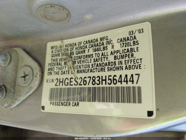 2003 HONDA CIVIC 2HGES26783H564447 Photo 8