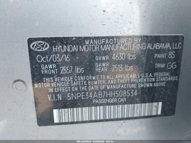 5NPE34AB7HH508534 Hyundai Sonata Sport 2.0t