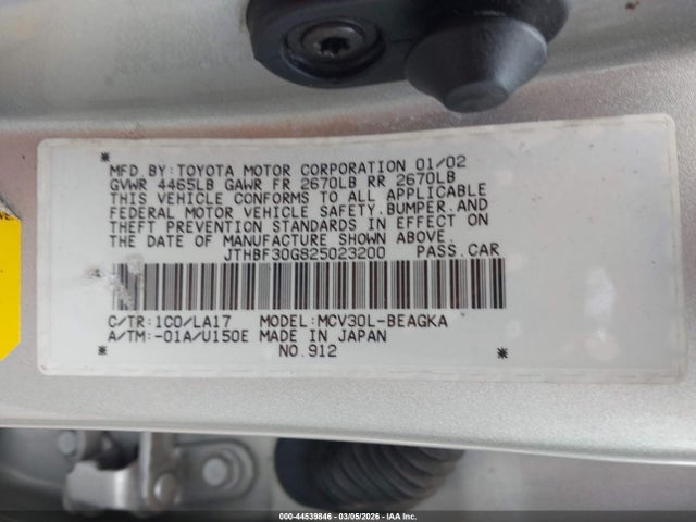 2002 Lexus Es 300 მანქანა იყიდება აუქციონზე, vin: JTHBF30G825023200, აუქციონის ნომერი: 44539846