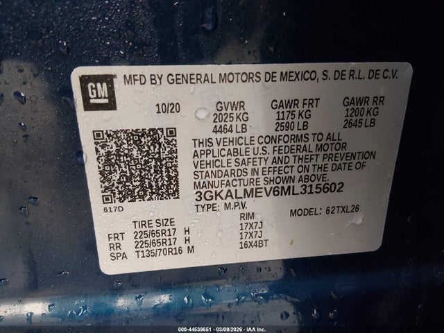 Продажа на аукционе авто 2021 Gmc Terrain Fwd Sle, vin: 3GKALMEV6ML315602, номер лота: 44539851