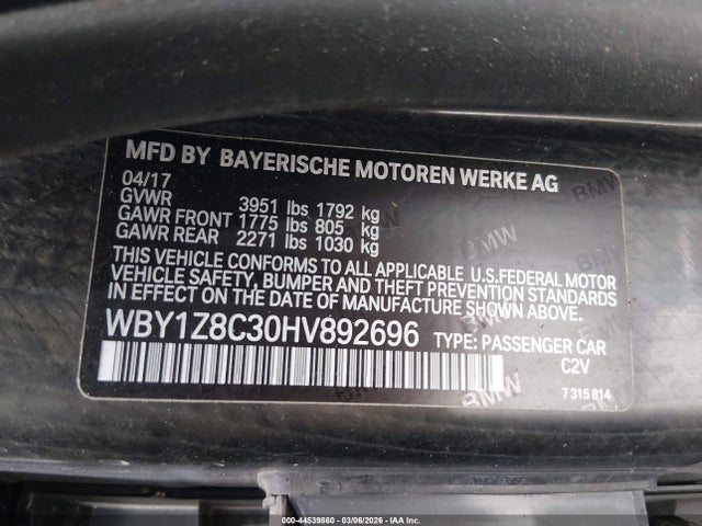 2017 BMW I3 WBY1Z8C30HV892696 Photo 8