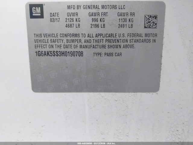 Продажа на аукционе авто 2017 Cadillac Ats Premium Luxury, vin: 1G6AK5SS3H0190708, номер лота: 44539898