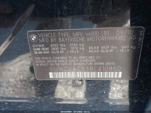 Aukcja sprzedaży 2011 Bmw X5 Xdrive35i/xdrive35i Premium/xdrive35i Sport Activity, vin: 5UXZV4C53BL410850, numer aukcji: 44539901