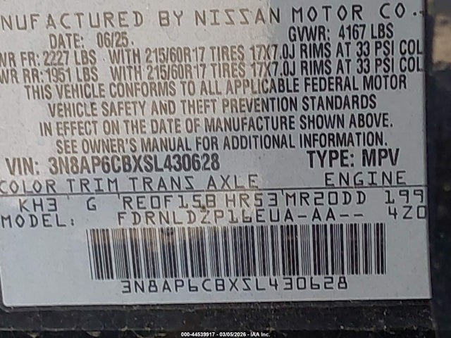 3N8AP6CBXSL430628 Nissan Kicks Sv Intelligent Awd