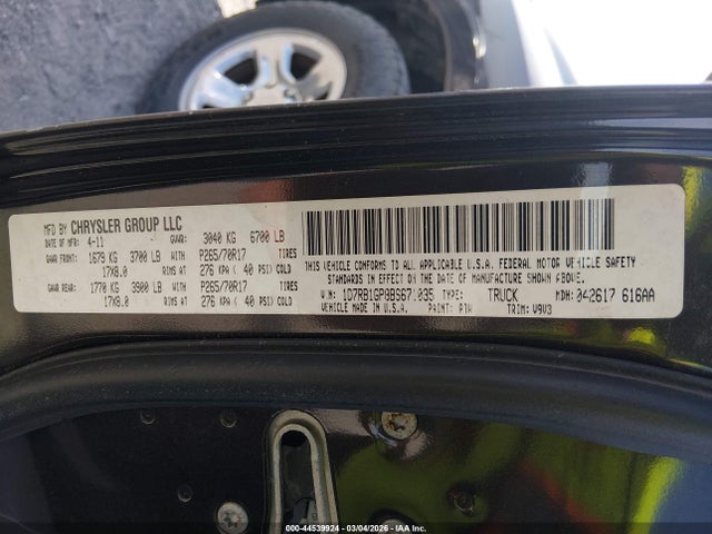 Продаж на аукціоні авто 2011 Ram Ram 1500 St, vin: 1D7RB1GP8BS671035, номер лоту: 44539924