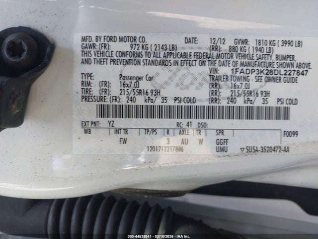 Aukcja sprzedaży 2013 Ford Focus Se, vin: 1FADP3K28DL227847, numer aukcji: 44539941