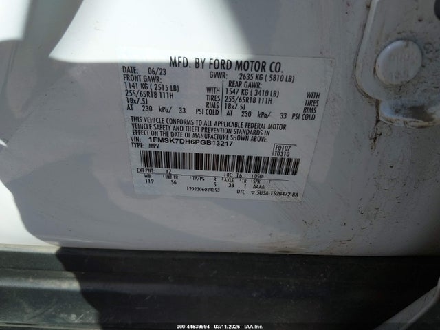 1FMSK7DH6PGB13217 Ford EXPLORER XLT