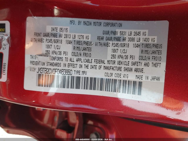 JM3TB2CV0F0463850 Mazda Cx-9 Touring