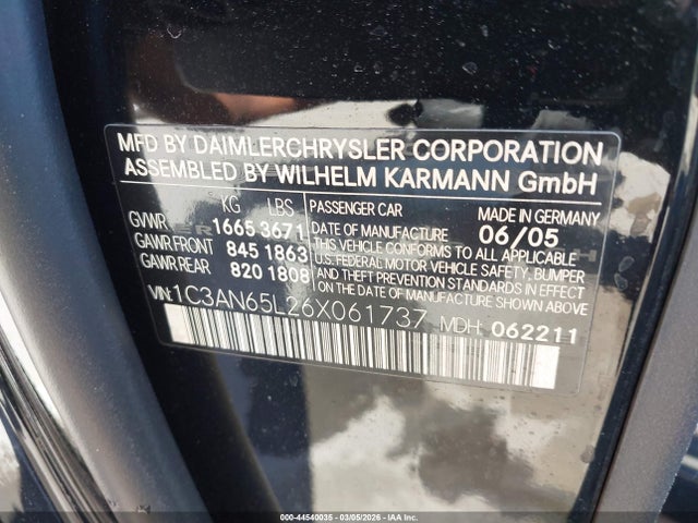 2006 CHRYSLER CROSSFIRE 1C3AN65L26X061737 Photo 8