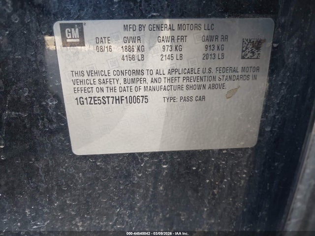 44540042 :رقم المزاد ، 1G1ZE5ST7HF100675 vin ، 2017 Chevrolet Malibu 1lt مزاد بيع