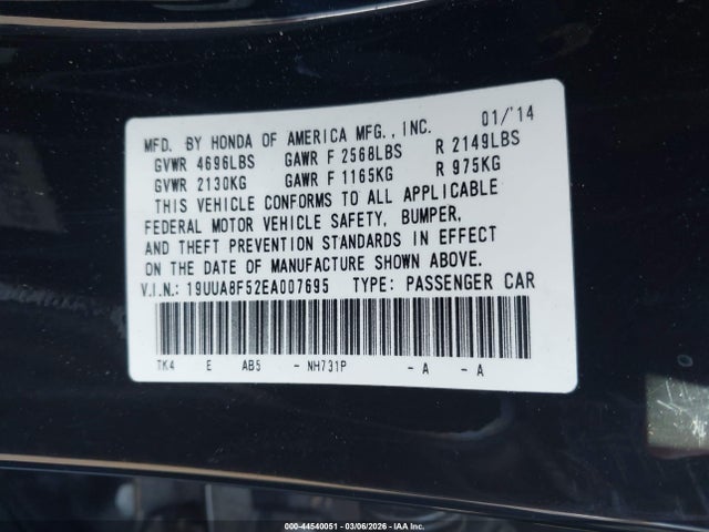 Продажа на аукционе авто 2014 Acura Tl 3.5, vin: 19UUA8F52EA007695, номер лота: 44540051