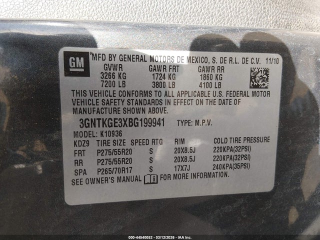 Продажа на аукционе авто 2011 Chevrolet Avalanche 1500 Ltz, vin: 3GNTKGE3XBG199941, номер лота: 44540052