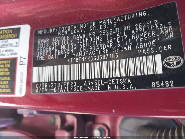 4T1BF1FK5GU587185 Toyota CAMRY SE