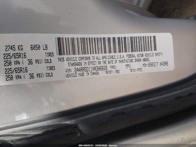 44540121 :رقم المزاد ، 2A4RR5D11AR306669 vin ، 2010 Chrysler Town & Country Touring مزاد بيع