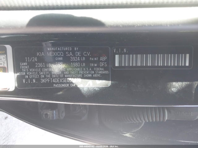Продажа на аукционе авто 2025 Kia K4 Lxs, vin: 3KPFT4DEXSE051479, номер лота: 44540162