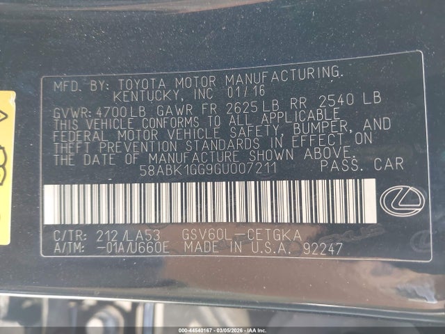 2016 LEXUS ES 350 58ABK1GG9GU007211 Photo 8