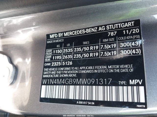 W1N4M4GB9MW091317 Mercedes-Benz GLB 250