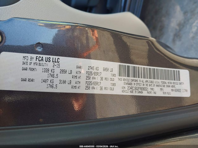 44540355 :رقم المزاد ، 2C4RC1BG2FR696521 vin ، 2015 Chrysler Town & Country Touring مزاد بيع