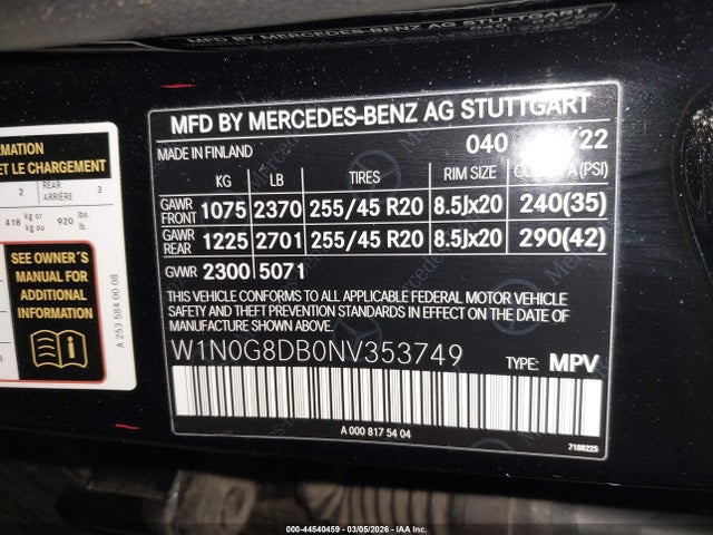 2022 MERCEDES-BENZ GLC 300 W1N0G8DB0NV353749 Photo 8