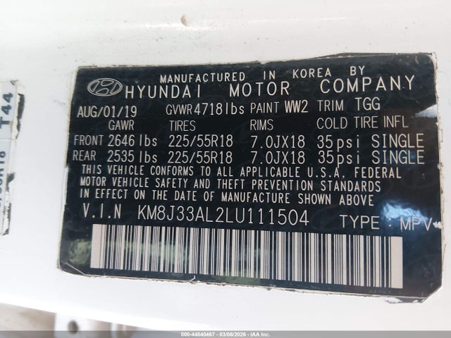 2020 HYUNDAI TUCSON KM8J33AL2LU111504 Photo 8