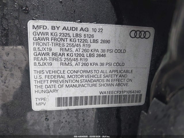 Продажа на аукционе авто 2023 Audi Q3 Premium Plus 45 Tfsi S Line Quattro Tiptronic, vin: WA1EECF31P1054240, номер лота: 44540500
