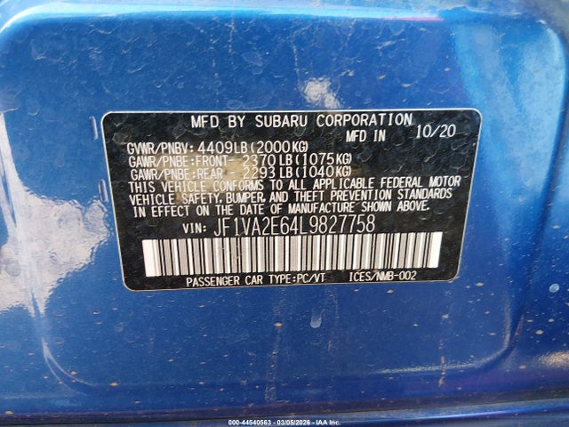 2020 SUBARU WRX STI JF1VA2E64L9827758 Photo 8