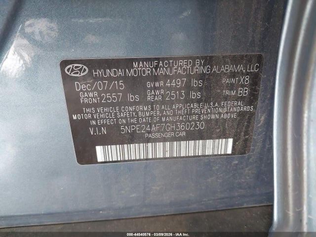 2016 HYUNDAI SONATA 5NPE24AF7GH360230 Photo 8