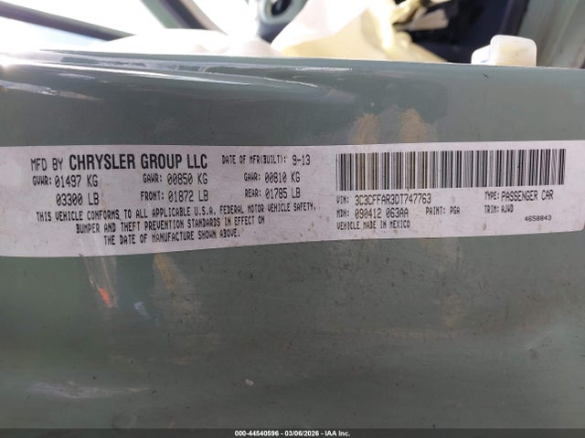 2013 FIAT 500 3C3CFFAR3DT747763 Photo 8