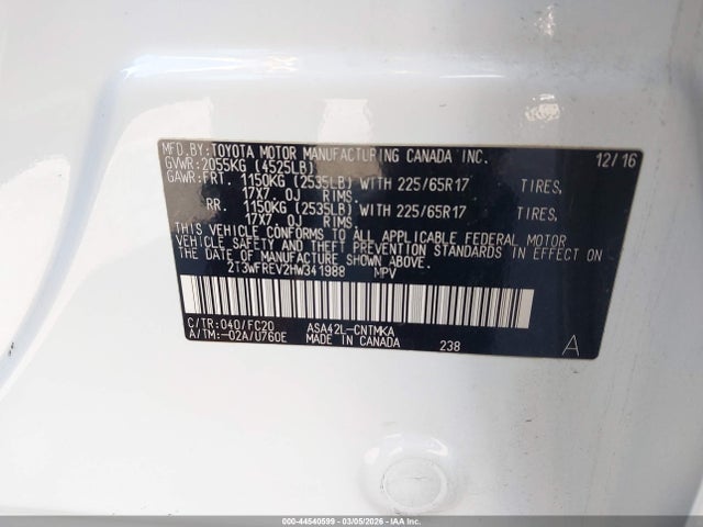 Toyota Rav4 Xle 2017 2T3WFREV2HW341988 Image 9