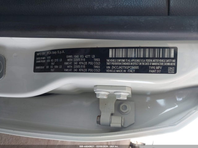 Aukcja sprzedaży 2016 Jeep Renegade Limited, vin: ZACCJADT9GPC84995, numer aukcji: 44540621