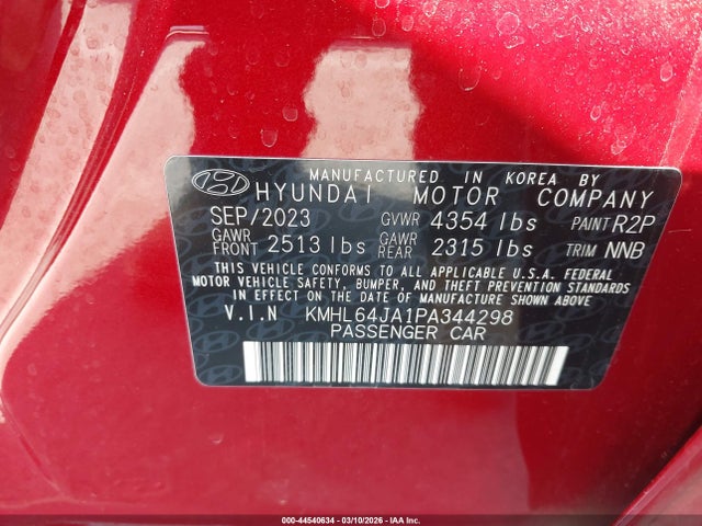 KMHL64JA1PA344298 Hyundai SONATA SEL