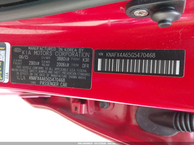 44540635 :رقم المزاد ، KNAFX4A65G5470468 vin ، 2016 Kia Forte Lx مزاد بيع
